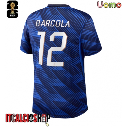 Francia Bradley Barcola #12 Prima Maglia Mondiali 2026 Manica Corta